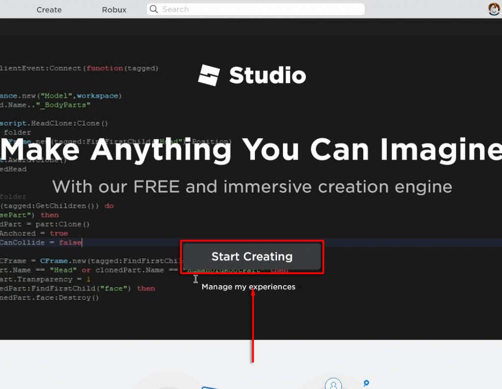 02-Click-Start-Creating - Online Tech Tips Make a Roblox Game image 2 - 02-Click-Start-Creating