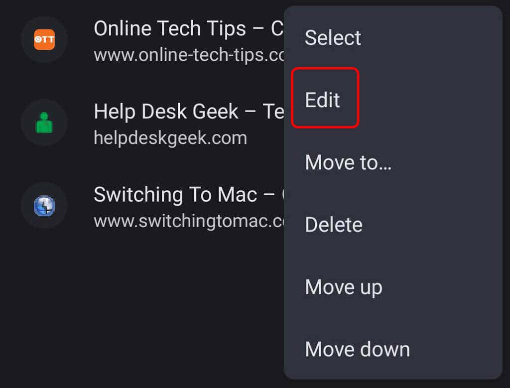 09AndroidEditBookmark - Online Tech Tips How to Edit Bookmarks in Chrome image 3 - 09AndroidEditBookmark