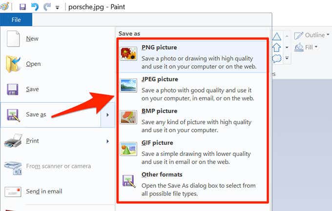 13-save-image-paint - Online Tech Tips Select File > Save as and choose an image format to save your compressed image - 13-save-image-paint