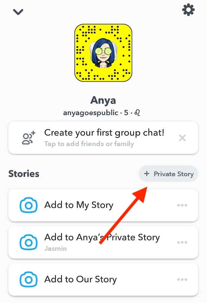 add-private-story-from-profile - Online Tech Tips How to Create a Private Snapchat Story image 5 - add-private-story-from-profile