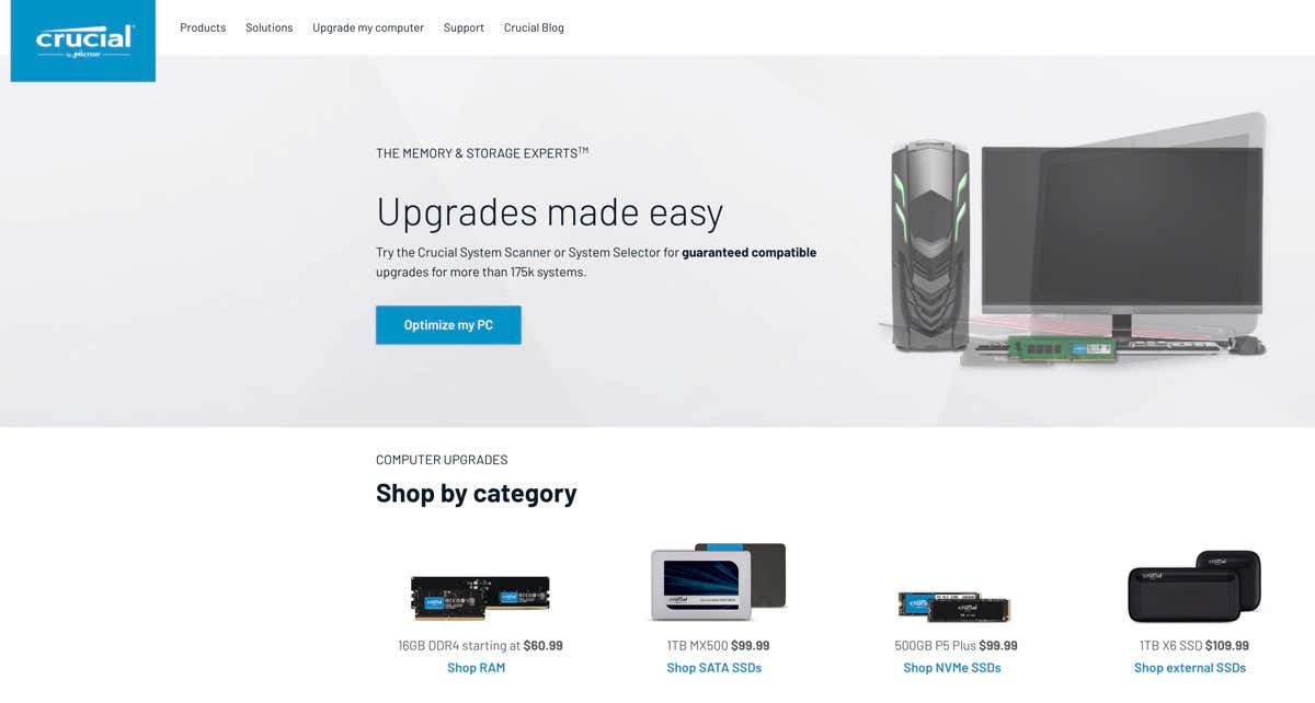 crucial - Online Tech Tips The Best Websites for Buying Computer Parts Online image 5 - crucial