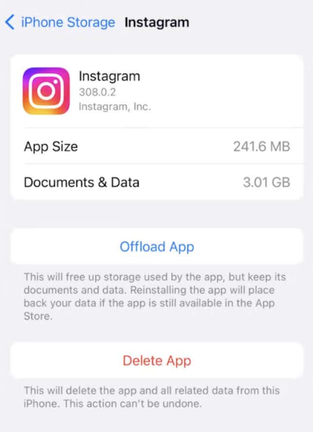how-to-reset-your-instagram-explore-feed-10-compressed - Online Tech Tips Screenshot of the Instagram app info from iPhone storage section - how-to-reset-your-instagram-explore-feed-10-compressed