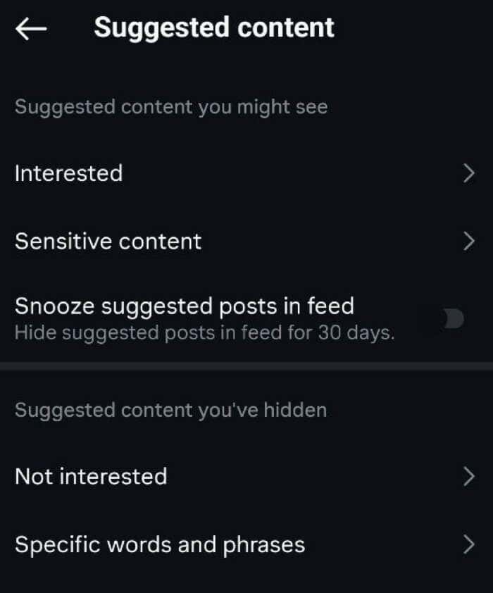 how-to-reset-your-instagram-explore-feed-16-compressed - Online Tech Tips Screenshot of the Instagram settings - Suggested content section and options - how-to-reset-your-instagram-explore-feed-16-compressed