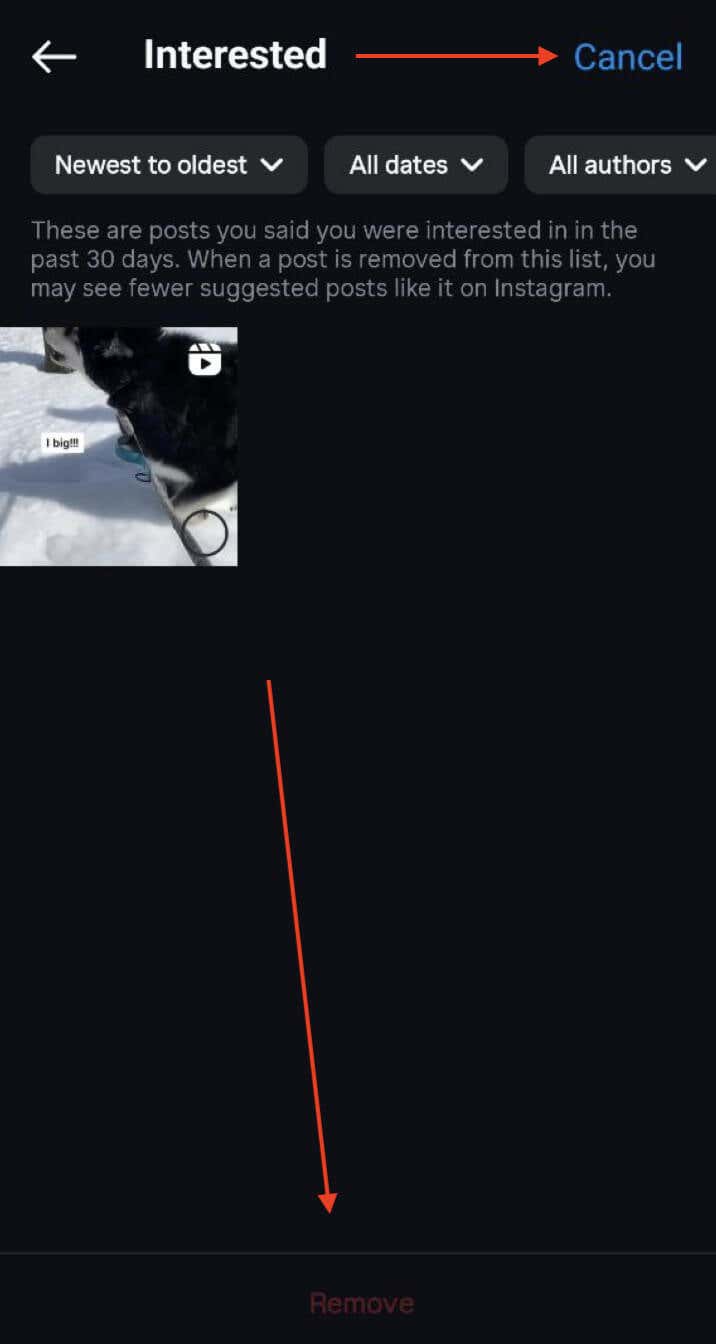 how-to-reset-your-instagram-explore-feed-17-compressed - Online Tech Tips Screenshot of the Instagram settings - Interested posts - how-to-reset-your-instagram-explore-feed-17-compressed