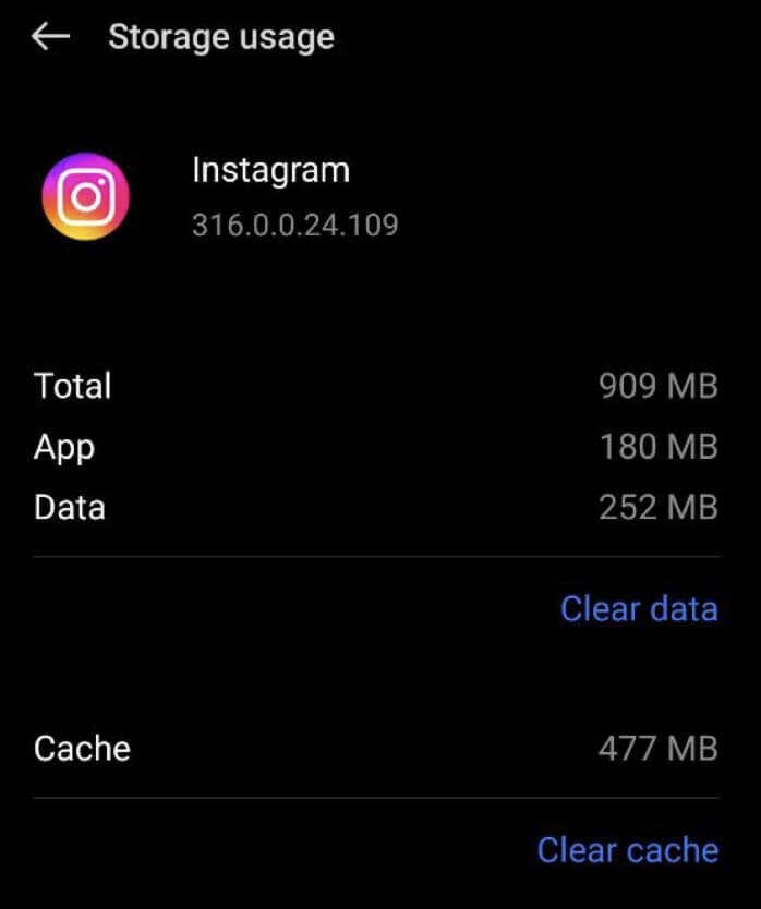 how-to-reset-your-instagram-explore-feed-7-compressed - Online Tech Tips Screenshot of Instagram clear data and clear cache options Android - how-to-reset-your-instagram-explore-feed-7-compressed