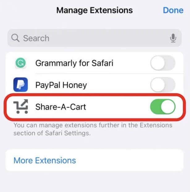 how-to-share-your-amazon-cart-11-compressed - Online Tech Tips Screenshot of the Manage Extensions page on iPhone - how-to-share-your-amazon-cart-11-compressed