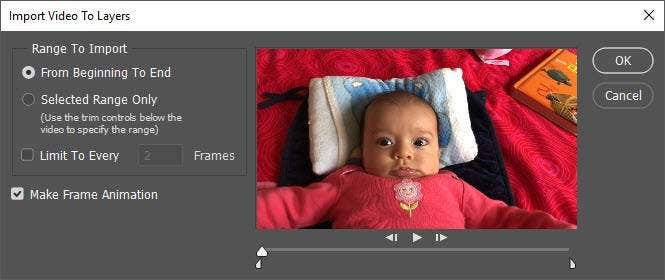 import video dialog - Online Tech Tips Import Video and Create GIF in Photoshop image 2 - import video dialog