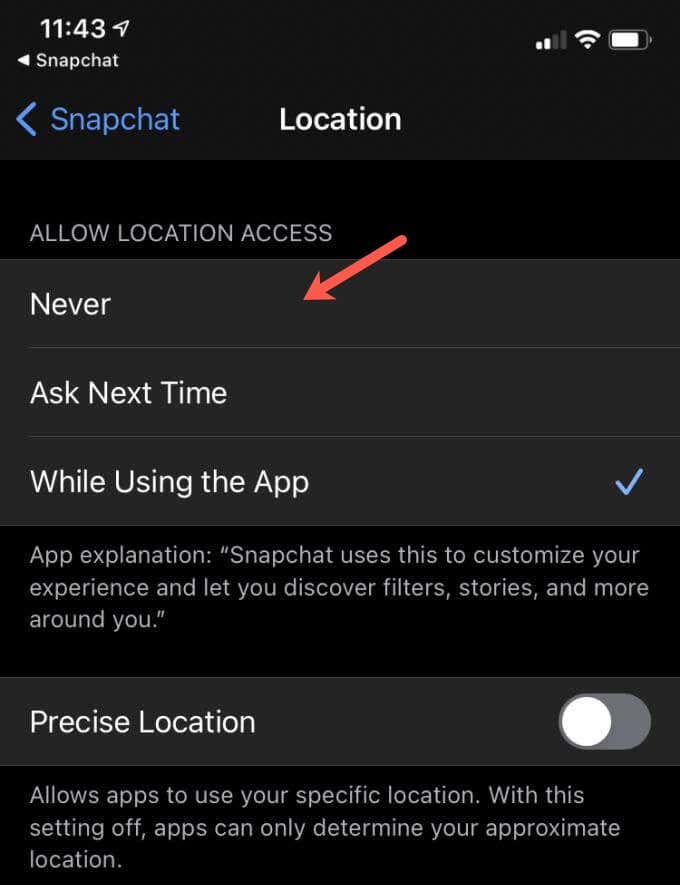 iossettings-1 - Online Tech Tips How to Change Location Access for Snapchat image 2 - iossettings-1