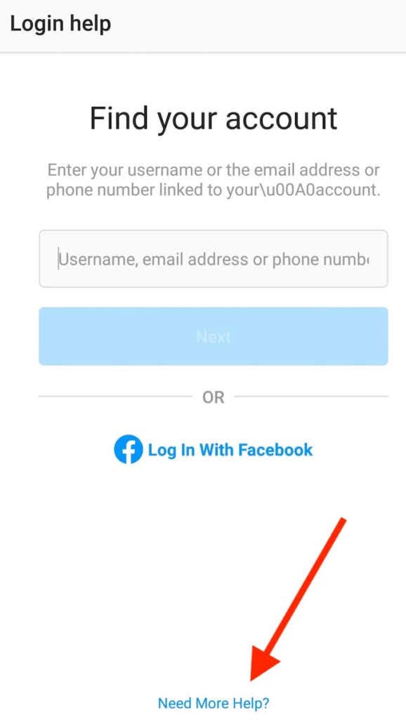 How To Recover A Hacked Instagram Account image 6 - login-help-screen