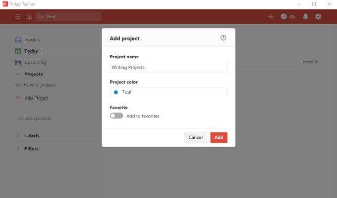 todoist-add-project - Online Tech Tips ToDoist Desktop App: Adding And Organizing Projects image - todoist-add-project