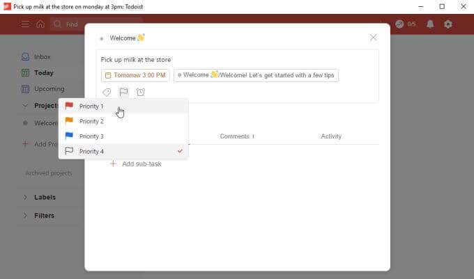todoist-priorities - Online Tech Tips Creating Tasks In TheToDoist Desktop App image 2 - todoist-priorities