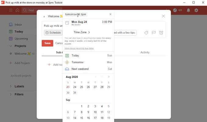todoist-setting-dates - Online Tech Tips Creating Tasks In TheToDoist Desktop App image - todoist-setting-dates
