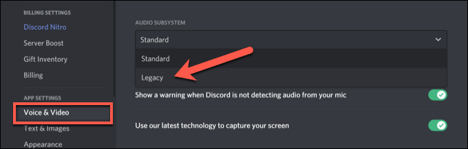 10-Discord-App-Switch-Audio-Subsystem - Online Tech Tips Change Discord Server Region, Audio Subsystem and Quality of Service (QoS) Settings image 5 - 10-Discord-App-Switch-Audio-Subsystem