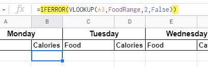 23-vlookup-calorie-counter-5 - Online Tech Tips Example 2: Using VLOOKUP to Calculate Daily Calories image 6 - 23-vlookup-calorie-counter-5
