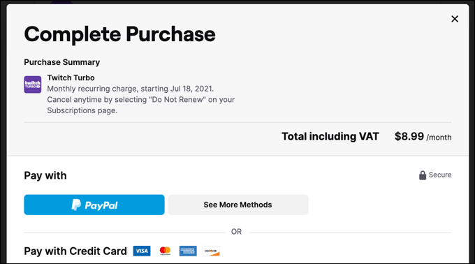 7-Twitch-Turbo-Purchase-Form - Online Tech Tips How to Subscribe to Twitch Turbo image 3 - 7-Twitch-Turbo-Purchase-Form