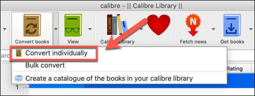 Calibre-Convert-Books-Option - Online Tech Tips Converting eBook File Formats image - Calibre-Convert-Books-Option