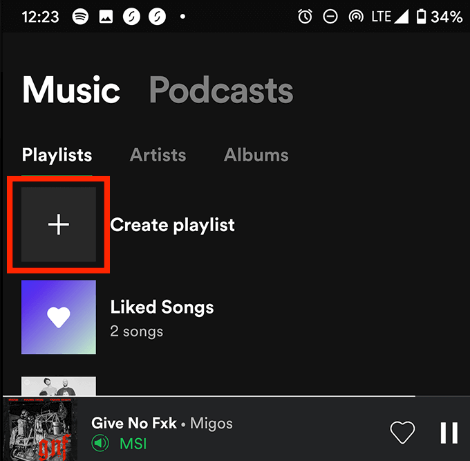 create-playlist-spotify-mobile-1 - Online Tech Tips How To Create a Spotify Collaborative Playlist On Mobile Or Tablet image - create-playlist-spotify-mobile-1