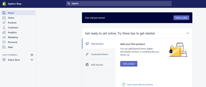 Dashboard - Online Tech Tips Setting Up Your Shopify Website image 3 - Dashboard