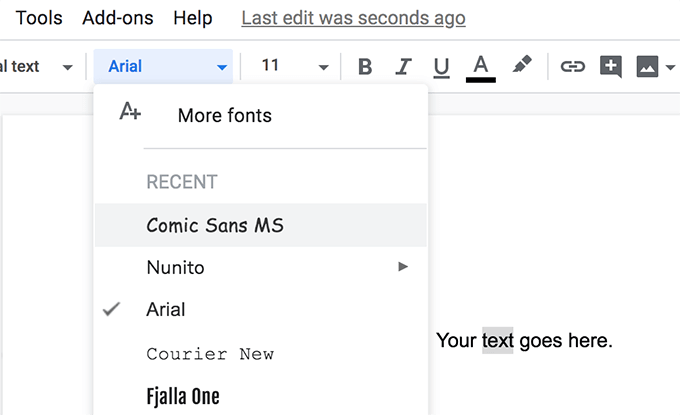 select-default-font - Online Tech Tips Set a Newly Added Font Default In Google Docs image - select-default-font