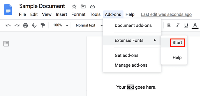 start-extensis-fonts - Online Tech Tips Use An Add-On To Add Fonts To Google Docs image 7 - start-extensis-fonts