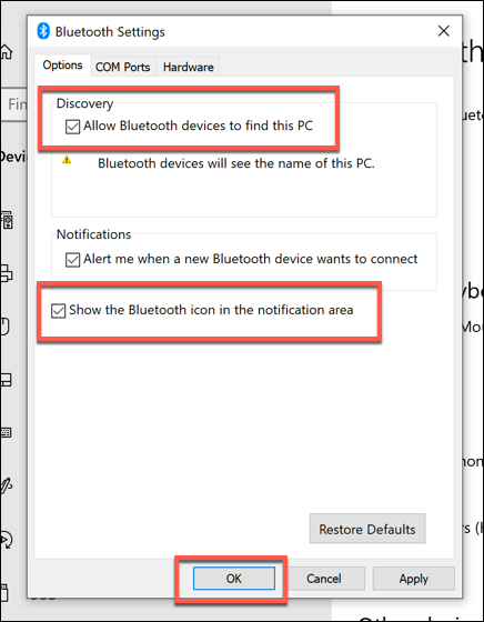 Windows-Bluetooth-Extra-Options - Online Tech Tips How To Enable Bluetooth In Windows 10 image 4 - Windows-Bluetooth-Extra-Options