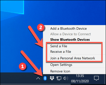 Windows-Bluetooth-Taskbar-Menu - Online Tech Tips Connecting Two Computers Wirelessly Using Bluetooth image 6 - Windows-Bluetooth-Taskbar-Menu