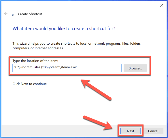 Windows-Create-Shortcut-Choose-Directory - Online Tech Tips How to Run Steam as Admin on Windows image 4 - Windows-Create-Shortcut-Choose-Directory